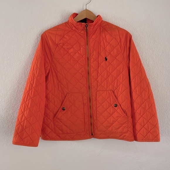 Polo Ralph Lauren Boys Orange Quilted Lightweight Jacket Size Medium 10-12 - Picture 1 of 6